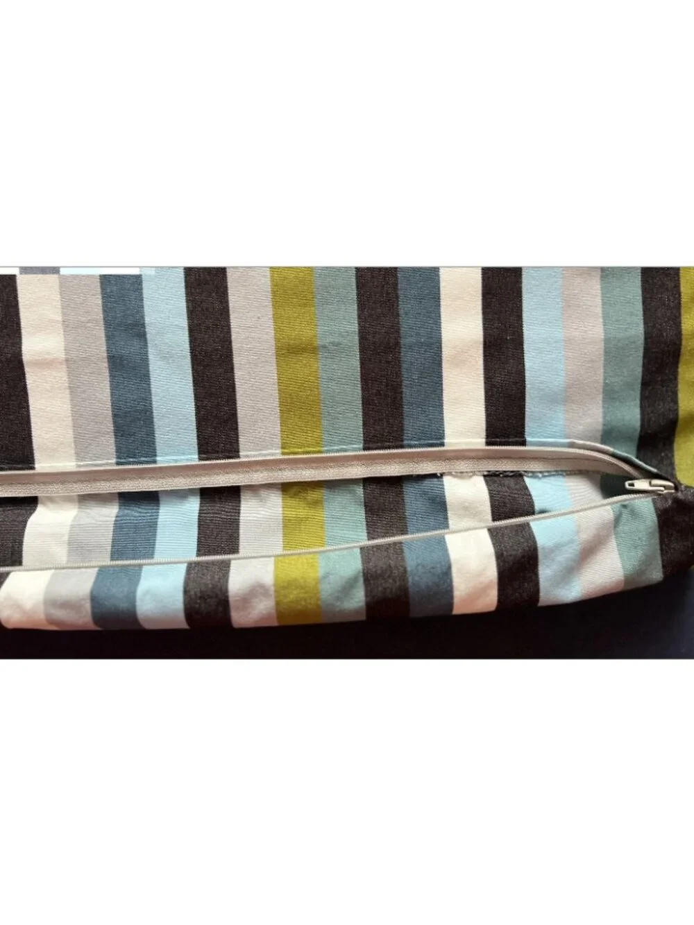 PAIR IKEA AKERMADD Pillow Covers OBLONG Modern Striped Green Blue Black White